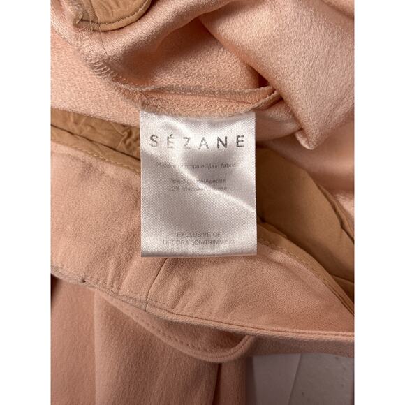 Sezane Pants 38 / US 6 Womens Blush Pink Textured Crepe Ankle Trouser - Picture 7 of 7